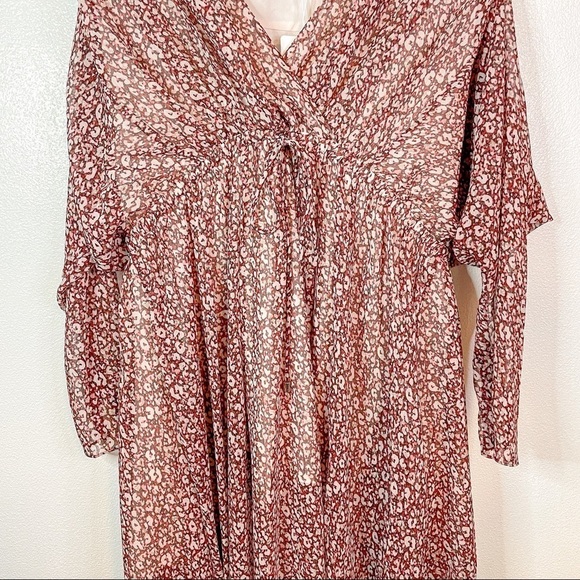 NWT Ted Baker Vallyy Boho Dress Draped Surplice V-Neck Long Sleeve Floral - Picture 6 of 16